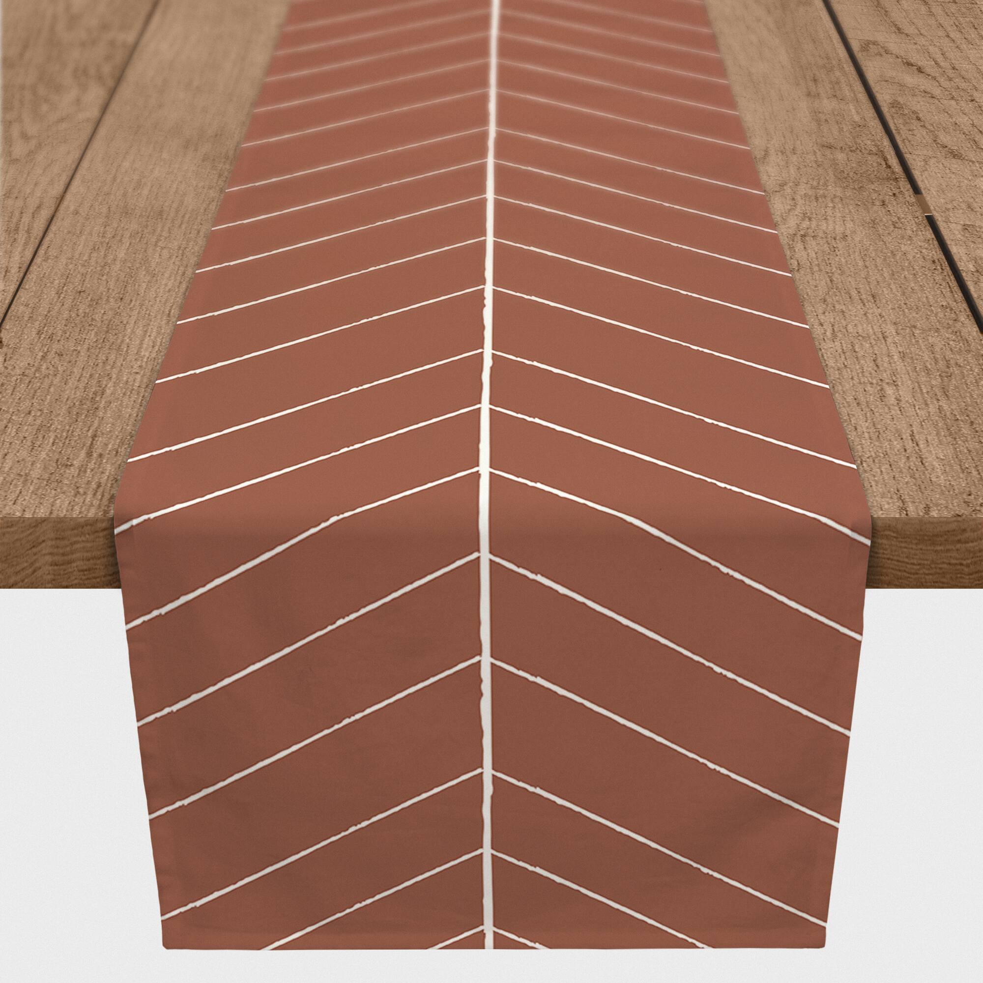 Burnt Orange Lines 16" x 72" Cotton Twill Runner